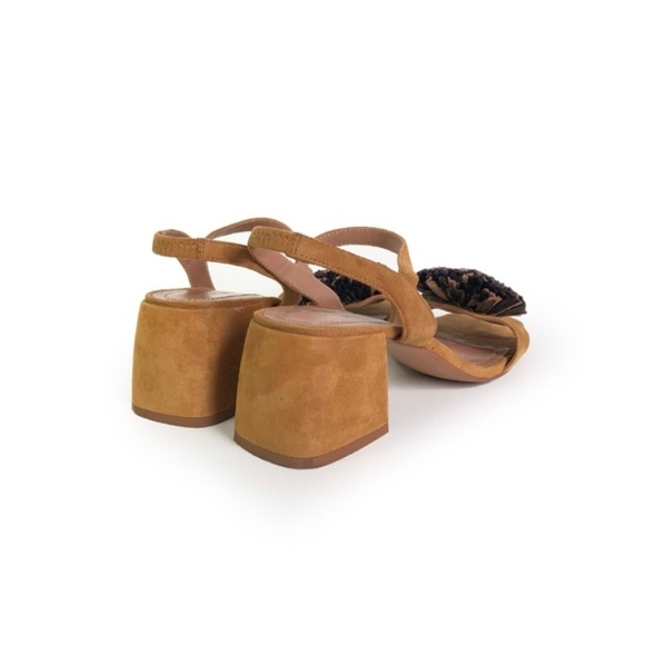 Zara Tan Suede Raffia Pom Pom Strappy Sandals | 39 - Picture 4 of 16
